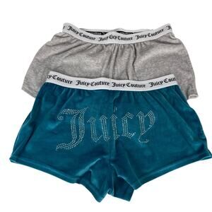 Juicy Couture Velour Sleep Shorts Lot of 2 Gray Blue Size Small